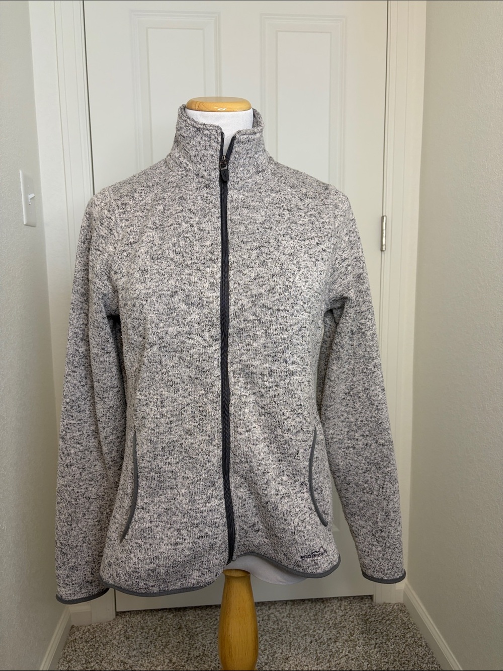 Eddie Bauer Gray Sweater Fleece Full Zip Jacket Large